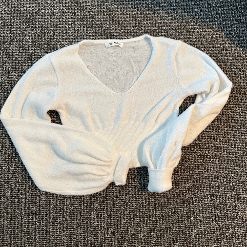 Cropped White Sweater